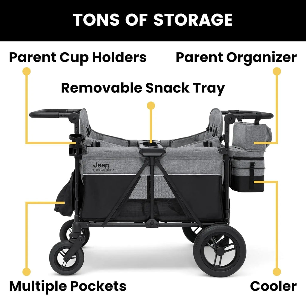 Deluxe 4 Seater Stroller Wagon by  - Premium Quad Stroller Wagon for 4 Kids with Convertible Seats,