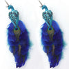 Christmas Decorations Faux Glitter Blue Peacock Ornaments With Tail Feather For Christmas Tree Decorations Garden Decor Yard