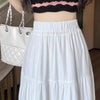 Korean Style Fashion Pleated Skirt Casual Sweet Women's Skirt High Waist White Black A-line Summer Skirt Girl Elegant Dress