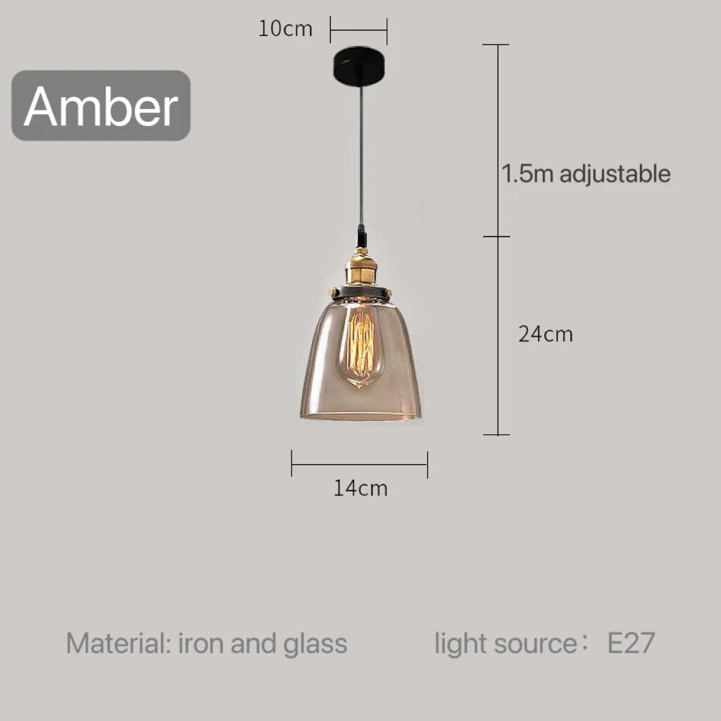 American Vintage Loft Glass Pendant Lamp Bar Restaurant Kitchen Dining Room Light Creative Personality Lighting Hanging Indoor