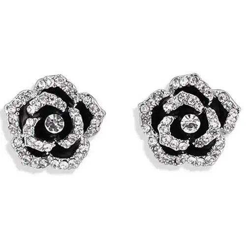 fashion women simple flower earrings elegant classic feminie camellia studs