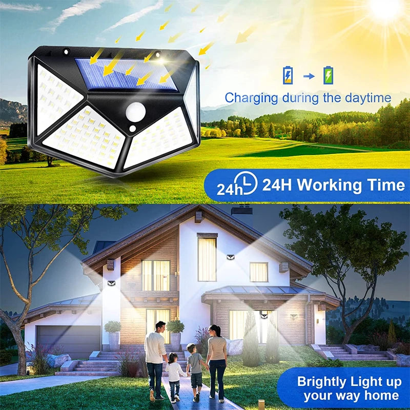 Solar Power Wall Light Motion Sensor Waterproof Outdoor Garden Lamp LED Exterior Lights Path Spotlights Sunlight Street Lighting