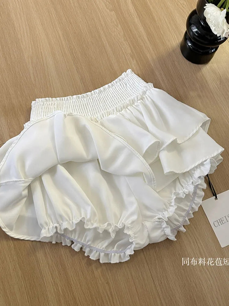 Sweet Style Ball Gown Spring Summer Gyaru Wrap Hip Pleated Skirt Sexy High Waist Hiphop Korean High Street Coquette New Trend