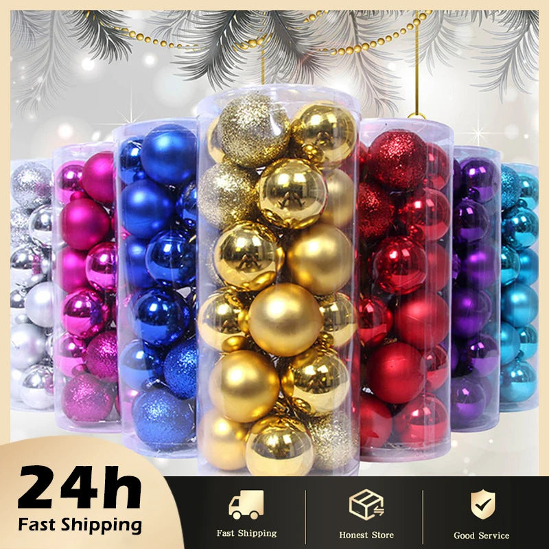 24PCS Christmas Balls Christmas Tree Ornaments Ball Xmas Hanging Tree Pendants Home Party Decor 2025 New Year Gift Noel Navidad