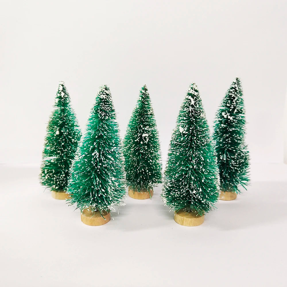 5Pcs Mini Christmas Trees Plastic Artificial Christmas Tree Ornament Winter Snow Tabletop Diy Craft Christmas Decoration 2024