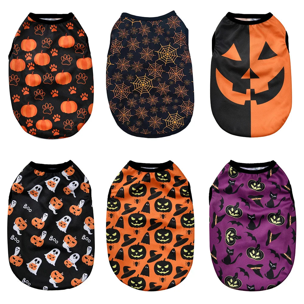 Halloween Dog Clothes for Small Medium Dogs Cats Autumn Winter Party Dressed Up Puppy Print Sleeveless Vest Chihuahua Clothing