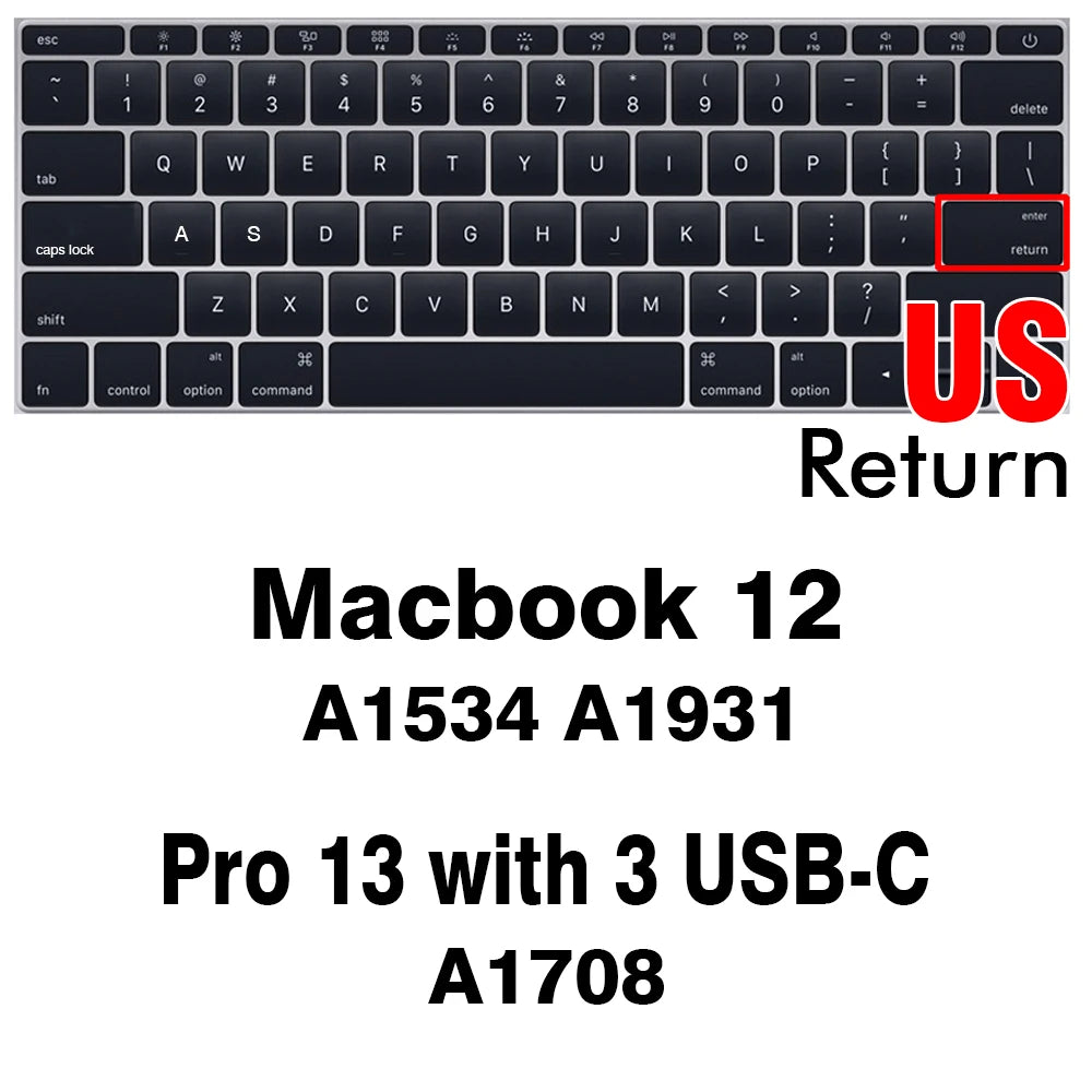 Keyboard Cover for Macbook Air 13 11 Pro 14/16 M1 Touch Bar 15 12 Retina Silicone Protector Skin A2179 A2337 A2338 A2442 US EU