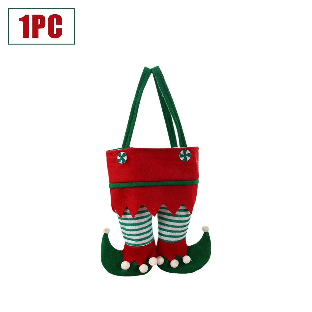 10-1pcs Christmas Candy Bags Santa Gift Bag Christmas Decorations 2023 Navidad Xmas Gift Bags Cristmas Candy Bags Velvet Bags