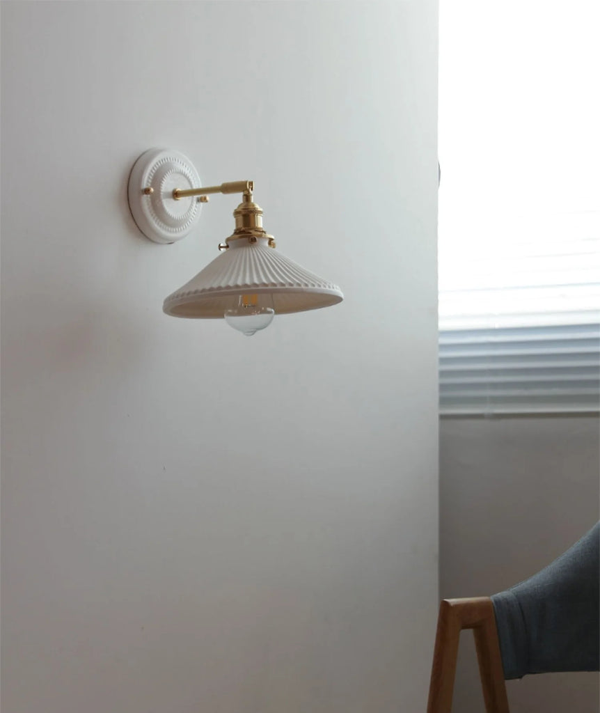 IWHD Nordic Modern Ceramic LED Wall Lamp Sconce Pull Chain Switch Beside Bedroom Bathroom Mirror Stair Light Applique Murale