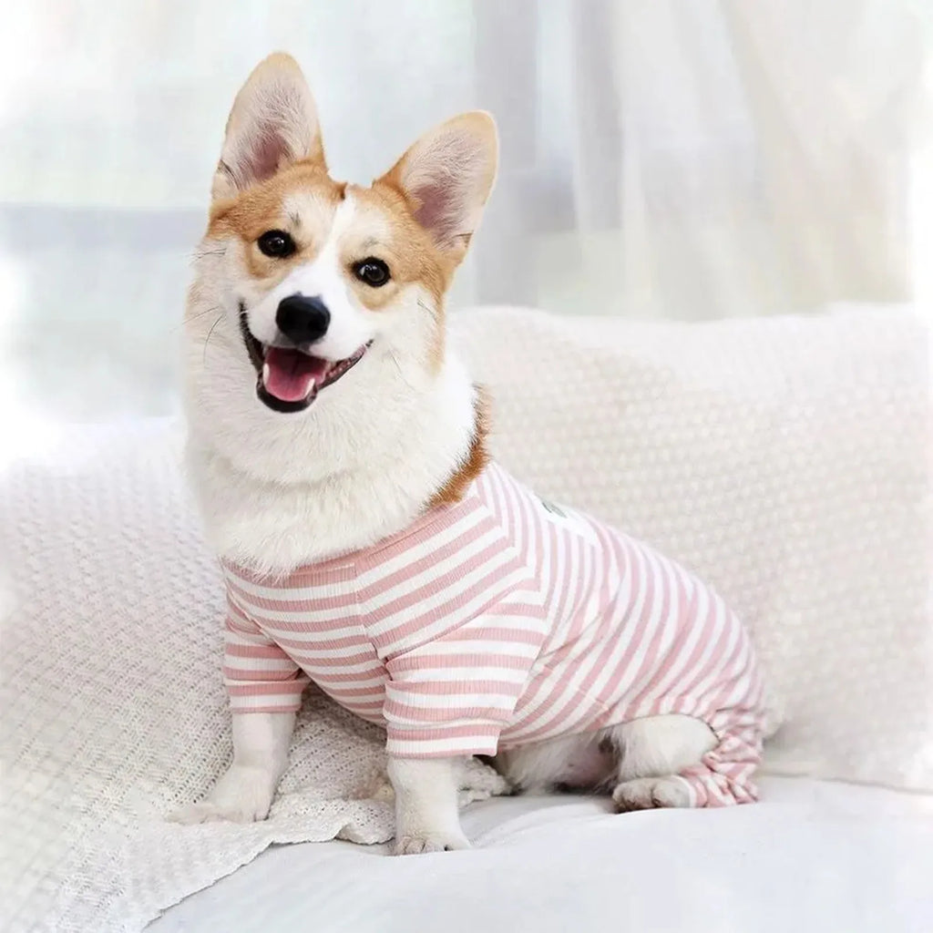 Cotton Dog Pajamas Stripe Classic Pet Jumpsuit Winter Dog Clothes For Small Dog Puppy Cat Costume Chihuahua Yorkie Poodle Outfit