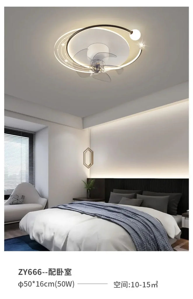 Modern Minimalist Ceiling Lamps For Living Room Fan Lights Intelligent Home Bedroom Restaurant Silent Fan Pendant Light Fixtures