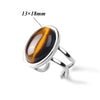 Fashion Female Finger Ring Pink Agat Quartzs Tiger Eye Rings Silver Color Simple Energy Yoga Ring for Women Girls Jewelry Gift