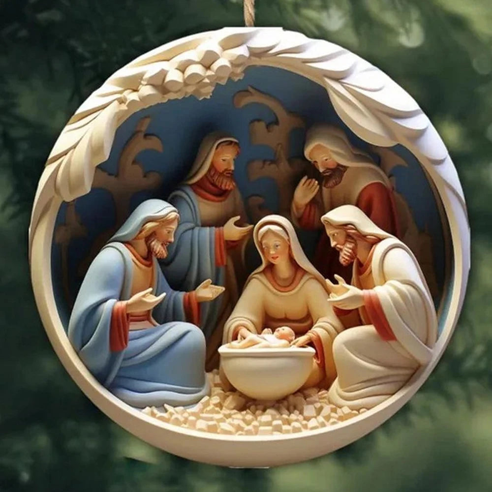 3D Easter Nativity Keepsake Christmas Ornament Acrylic Car Pendant Prayer Pendant Jesus Christ Religious Hanging Tree Decoration