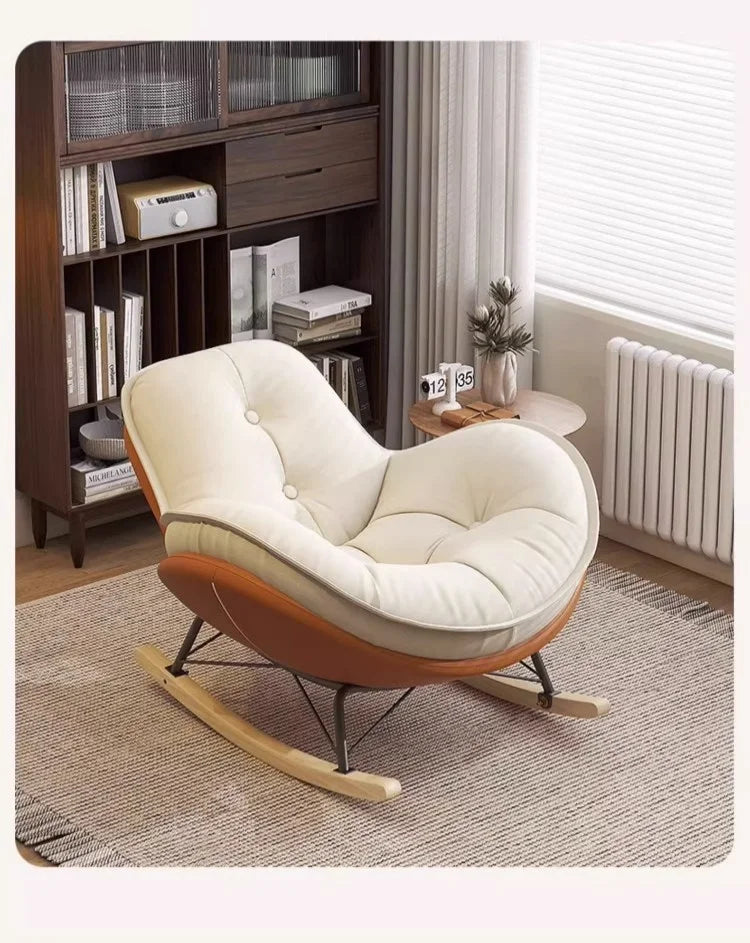 X&D Solid Wood Leisure Large Rocking Chair Can Lie On The Balcony Living Room Small Leisure Lazy Chair Snail Chair Penguin Chair