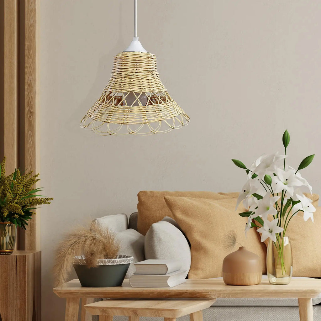 Rattan Lamp Shade Pendant Light Decor Rattan Lampshade for Chandelier Wall Sconces Light Fixture Pendant Light Wall Lamp Bedroom