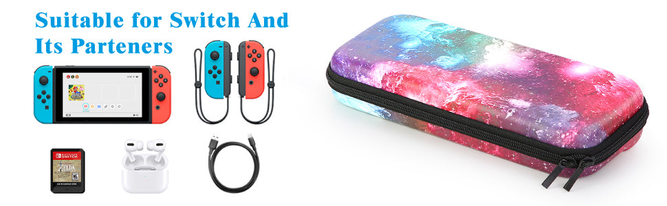 For Switch Case Compatible with Nintendo Switch, 9 in 1 Accessories kit with Carrying Case, Dockable Protective Case