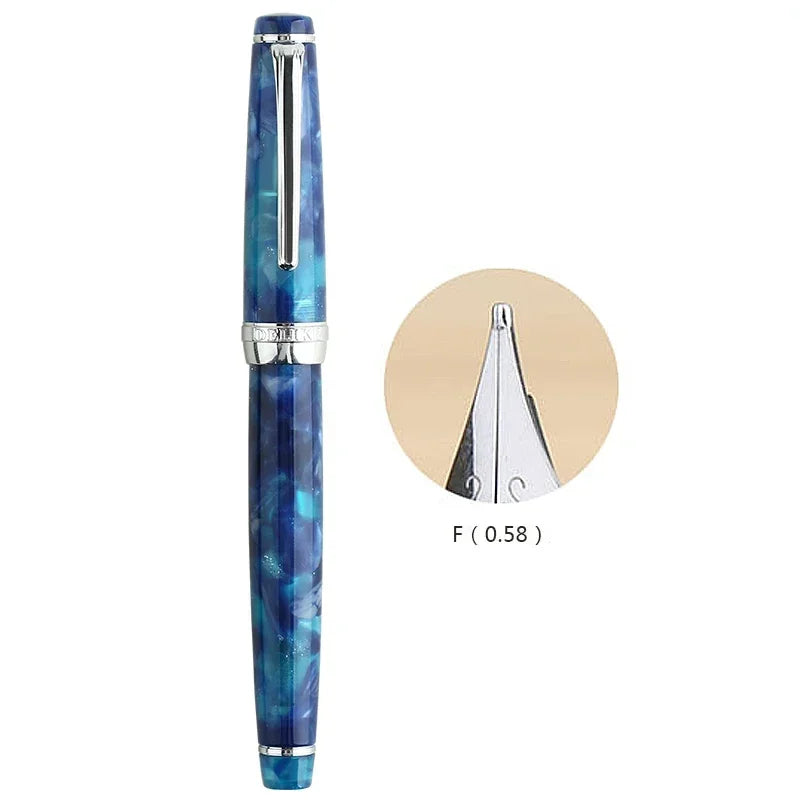 Fountain Pen ink Full Metal Clip Pens majohn New Moon Resin Fountain Pen Iridium Extra Fine Nib School Office Supplies