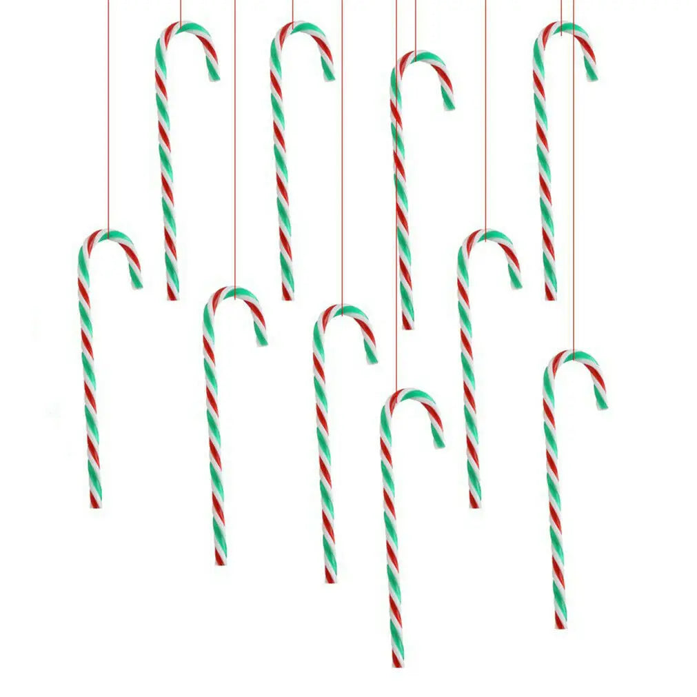 10/20Pcs Christmas Candy Canes Xmas Tree Acrylic Crutch Hanging Pendant Ornaments New Year Party Home Decoration Kids Toy Gifts