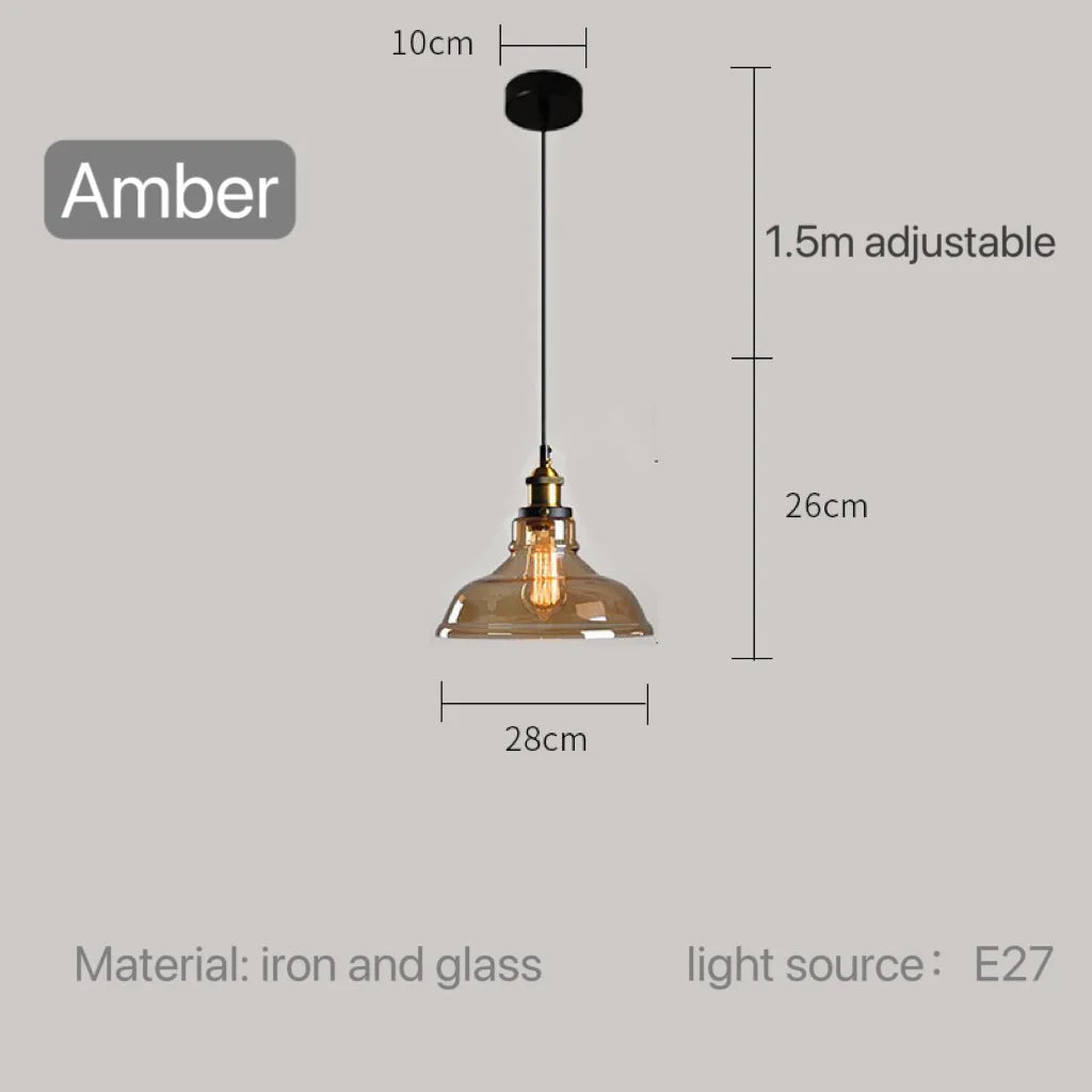 American Vintage Loft Glass Pendant Lamp Bar Restaurant Kitchen Dining Room Light Creative Personality Lighting Hanging Indoor