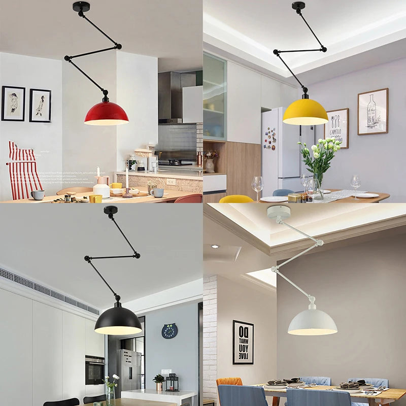 Modern Telescopic Pendant Light Metal Folding Multicolor Ceiling Lamp Fixture Dining Room Study Bar Rotatable Home Decor Lustres