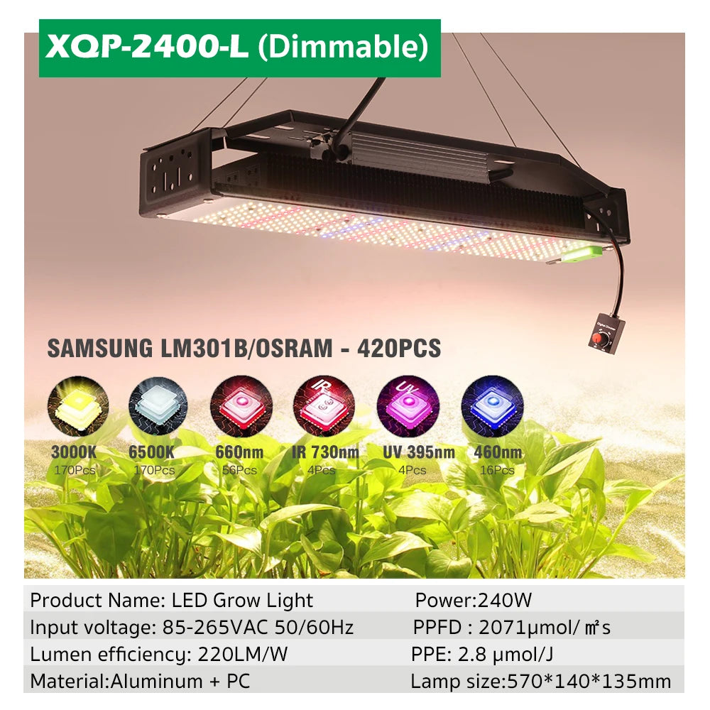 Full Spectrum LED Grow Light Phyto Lamp 50W 240W Samsung LM301B Diode Plant Grow Light Indoor Outdoor Hydroponics Growing System