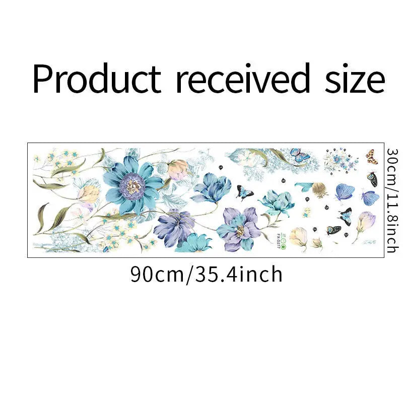 Water Color Blue Butterfly Flower Wall Sticker Living Room Sofa Background Home Decoration Mural Bedroom Wallpaper PVC Stickers