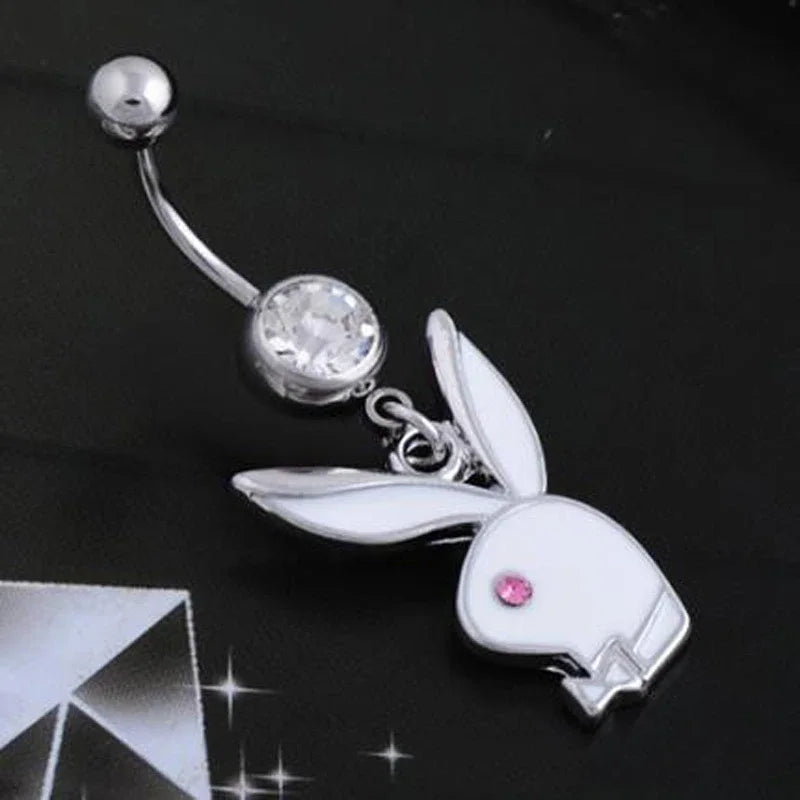 Surgical Steel Cute Rabbit Belly Button Rings for Women Navle Rings Belly Piercing Jewelry Body Jewlery