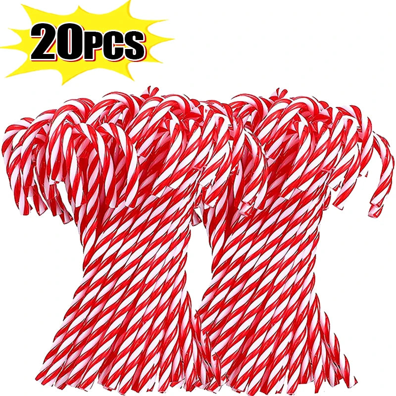 10/20Pcs Christmas Candy Canes Xmas Tree Acrylic Crutch Hanging Pendant Ornaments New Year Party Home Decoration Kids Toy Gifts