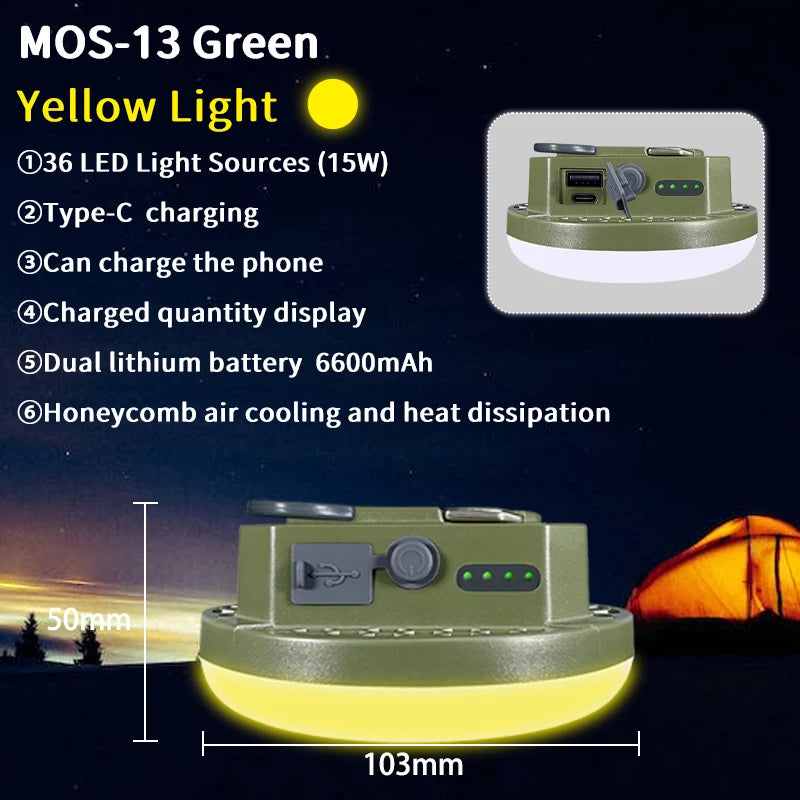 MOSLIGHTING Tent Fishing Light Camping Light Multifunctional Portable Suspension Magnetic Suction High-power Ultra Bright LED