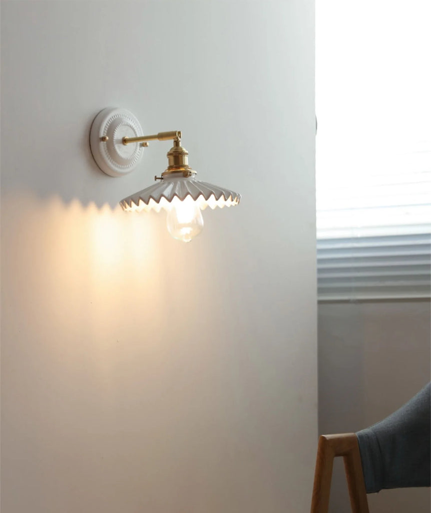 IWHD Nordic Modern Ceramic LED Wall Lamp Sconce Pull Chain Switch Beside Bedroom Bathroom Mirror Stair Light Applique Murale