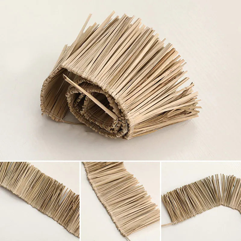 Natural Jute Fringe Trim Raffia Straw Tassels Lafite Grass Wedding Garland For Home Furniture Background Craft Wall Decoration