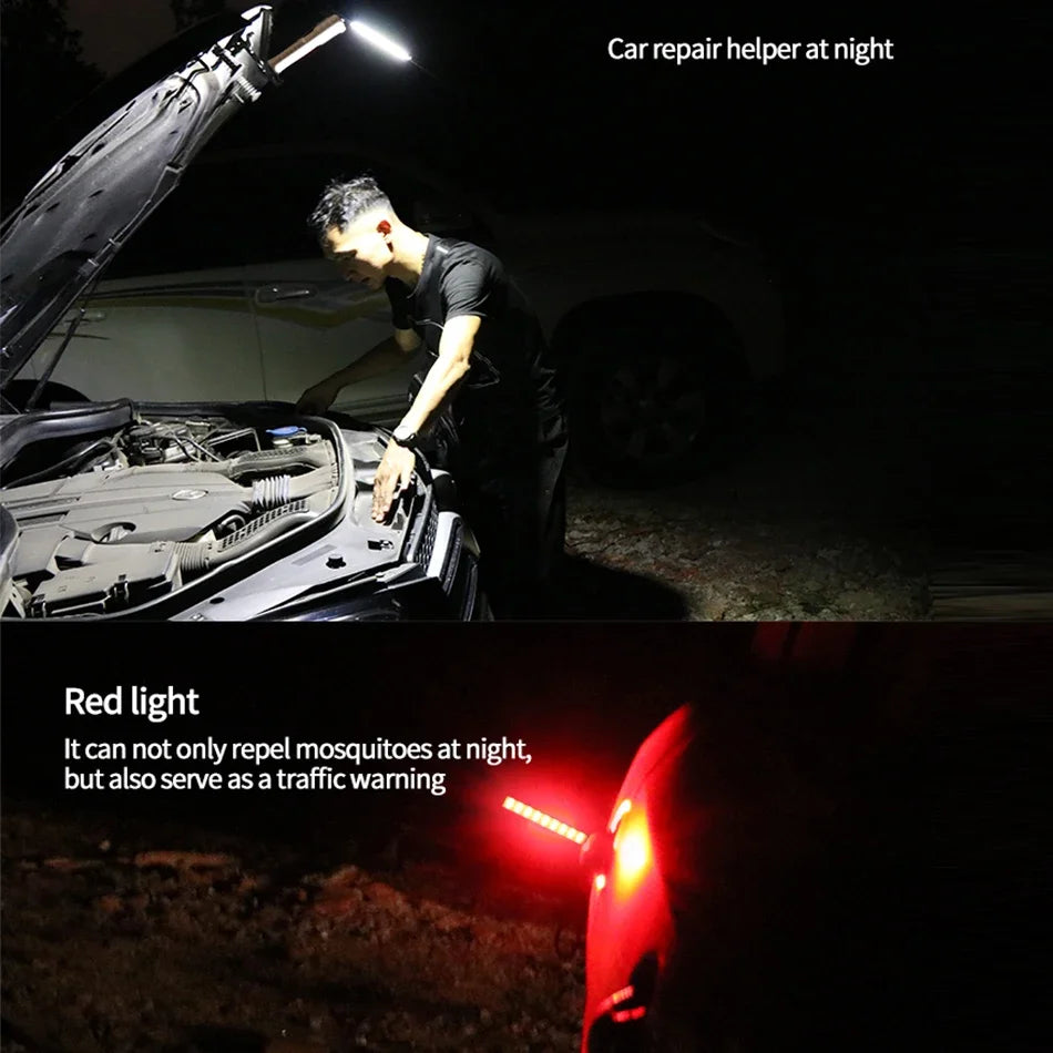 USB Rechargeable LED Work Light 1000 Lumens COB Lantern with Power Capacity Indicator Handled Flashlight for Outdoor Car Repair