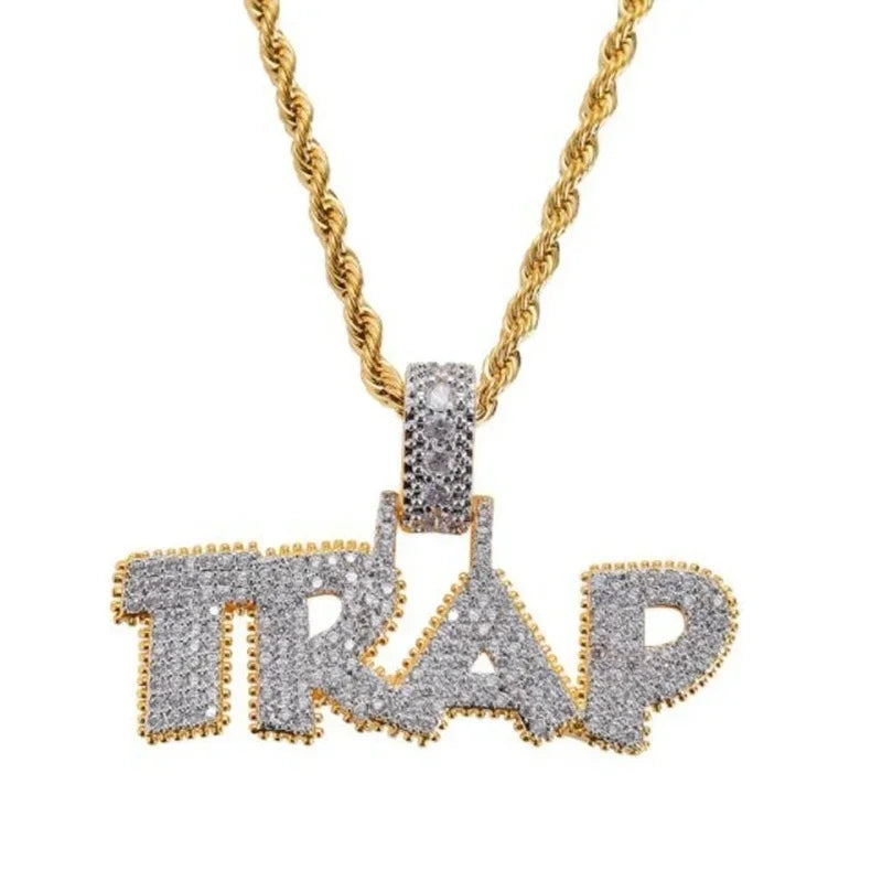 Hip Hop Ice Out Dollar Money Bag Necklace Shiny Cubic Zirconia Wallet Pendant for Men Women Hip Hop Rock Rap Cool Jewelry