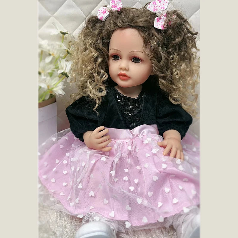 55cm Reborn Baby Doll  Full Body Silicone Waterproof Toddler 22 inch Girl Doll Princess Lifelike Sof Touch Toy Christmas Gift