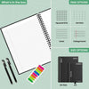 Reusable Smart Notebook A4 Size Lined and Dot-Grid Pages Note Book 6 Styles Page Rewritable Notepad for Adult Student Black