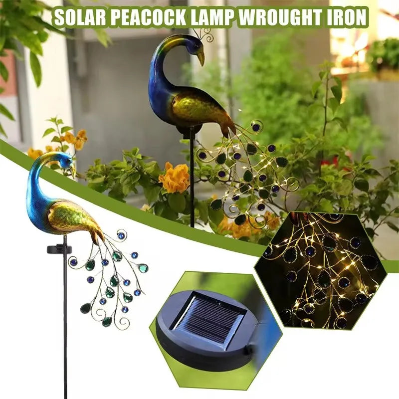 Solar Powered LED Lawn Light Peacock Waterproof Fairy Garden Decorative Lighting For Pavilion Yard Landscape Garden Lawn Lights