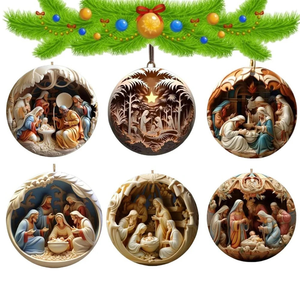 3D Easter Nativity Keepsake Christmas Ornament Acrylic Car Pendant Prayer Pendant Jesus Christ Religious Hanging Tree Decoration