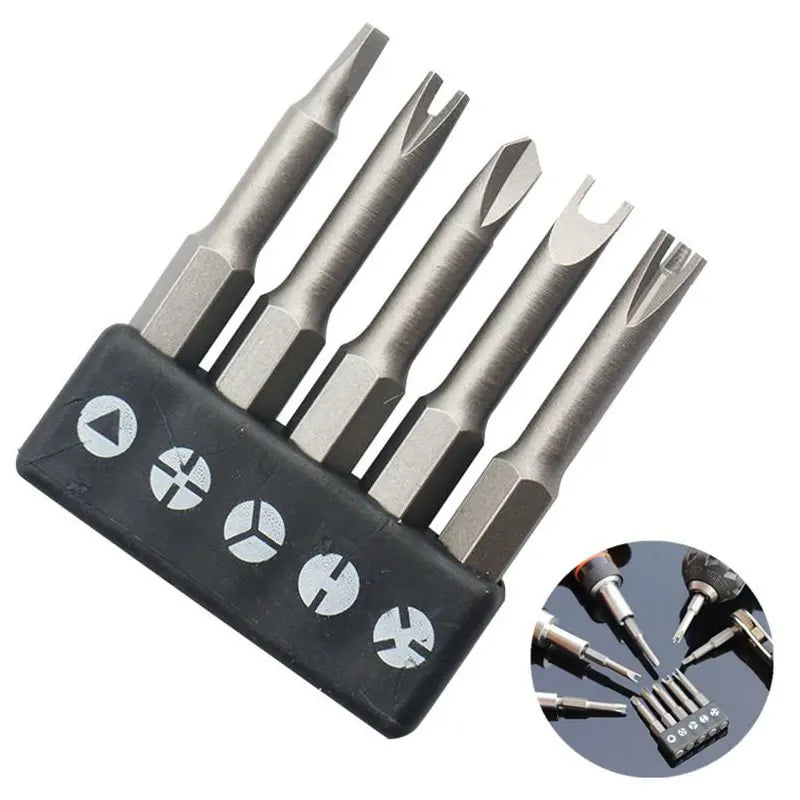 SenNan 5Pcs Special-shaped Screwdriver Set 50mm U-shaped Y-Type Triangle Inner Cross Three Points Screwdriver Bit Tool L-Wrench