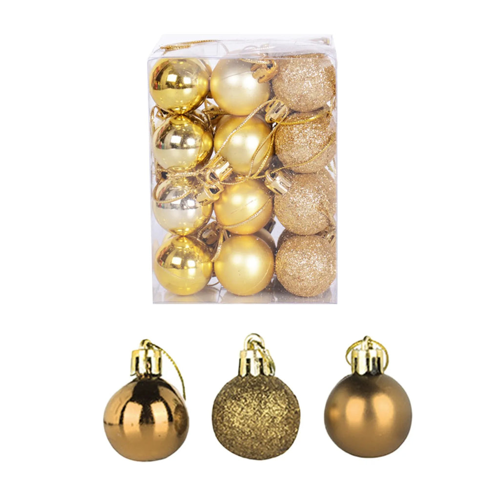 3cm 24PCS Gold Sliver Red Christmas Ball Ornaments 2023 New Year Party Small Baubles Xmas Tree Pendants Merry Christmas Decor