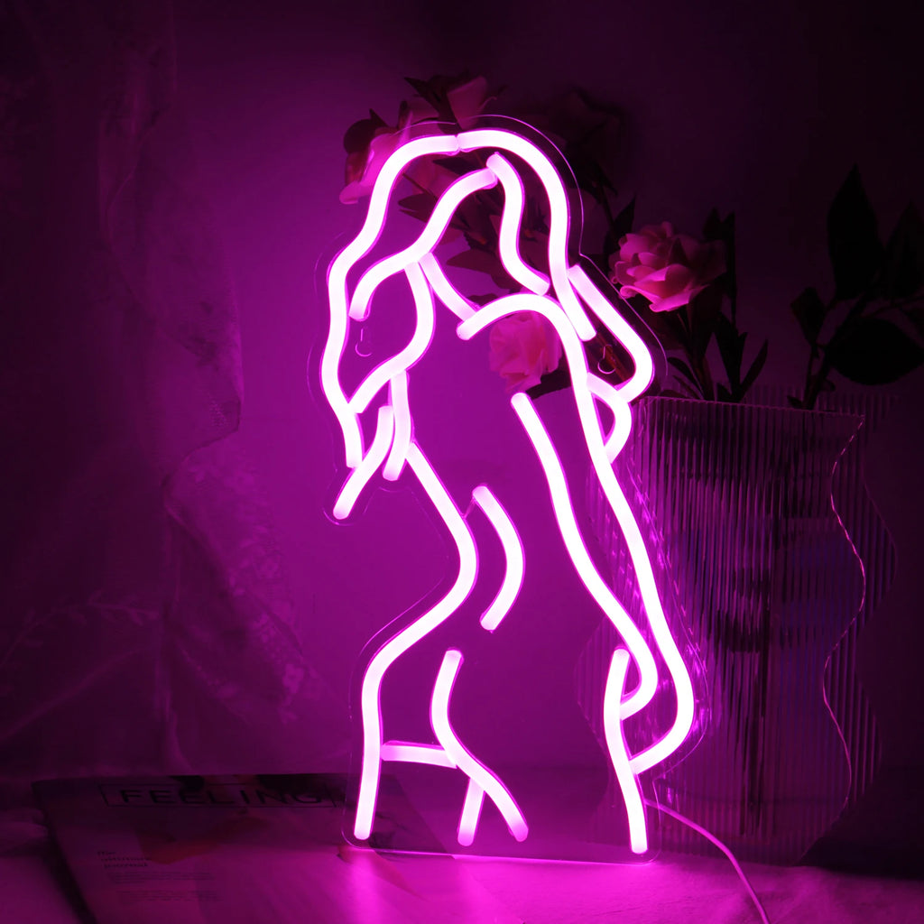 Sexy Lady Neon Sign Woman Body Pink Led Lights USB Powered Wall Light Up Signf For Home Bedroom Party Bar Night Club Room Decor