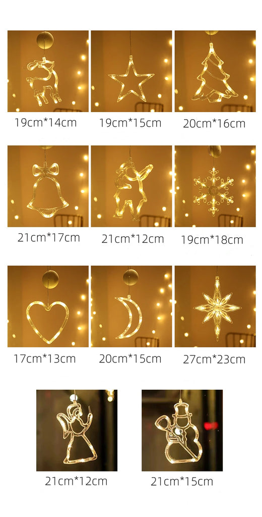 Christmas LED Light Snowflake Santa Deer Hanging Sucker Lamp Window Ornaments Decoration for Home Navidad 2023 New Year Decor