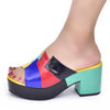 Italian Lady Shoes Multicolor Design Wedges Shoes for Women Platform Shoes High Heels Thick Heel Slingbacks Lady Wedge Sandals