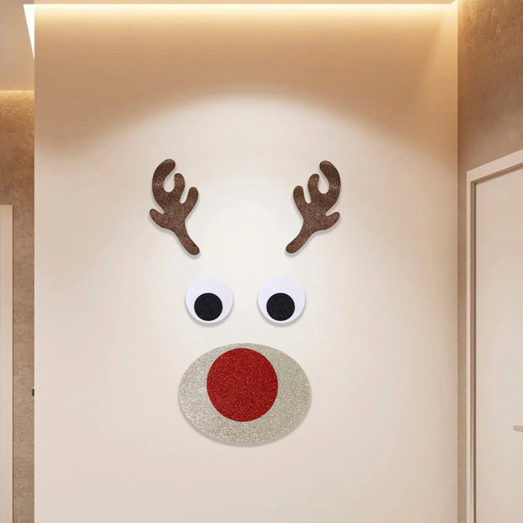 Christmas Door Window Stickers Felt Cloth Snowman Santa Claus Elk Wall Sticker Christmas Home Decoration Happy New Year 2024