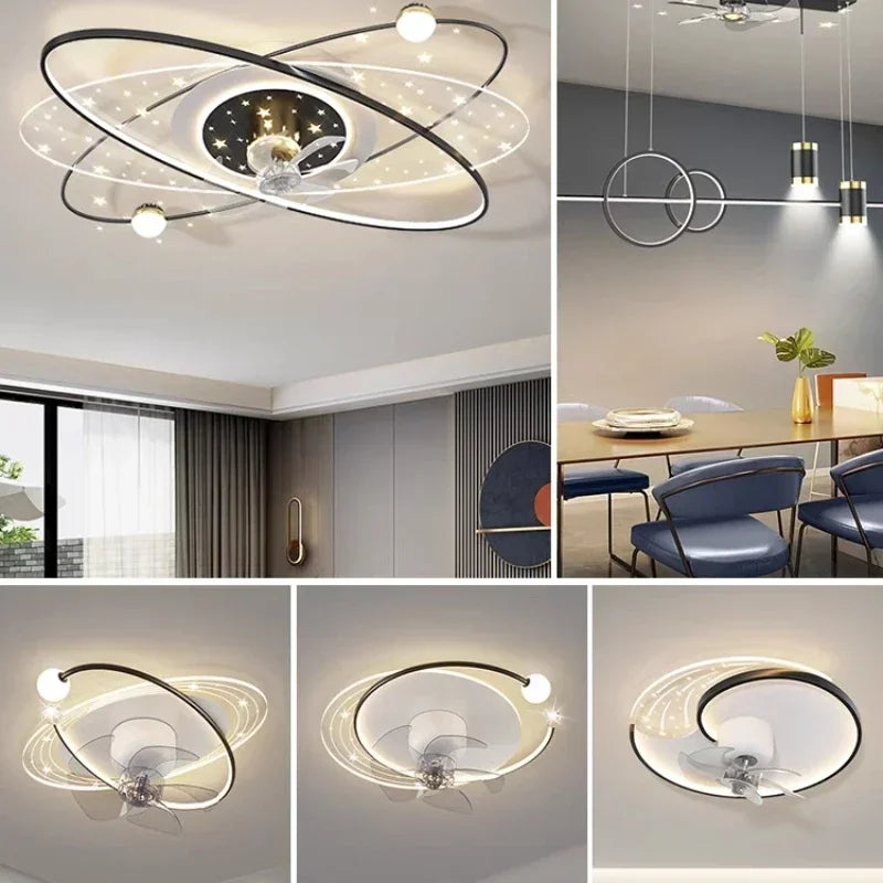 Modern Minimalist Ceiling Lamps For Living Room Fan Lights Intelligent Home Bedroom Restaurant Silent Fan Pendant Light Fixtures