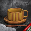 Retro European-Style Glazed Ceramic Coffee Cup Cappuccino Latte Fancy Coffee Pull Flower Cup and Saucer Suit 220ml