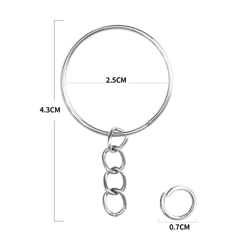 50/500pcs Stainless Steel Metal Blank Keyring Keychain Split Rings DIY Keyfob Keys Ring Lobster Clasp Key Pendant Chains Buckles