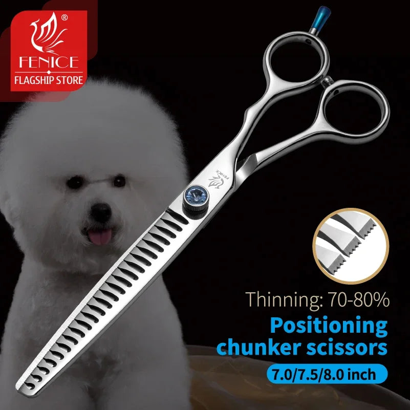 Fenice 7.0/7.5/8.0inch Professional Pet Grooming Scissors Dog Beauty Scissor Chunkers Pet Items Dogs Thinning Scissors Groomer