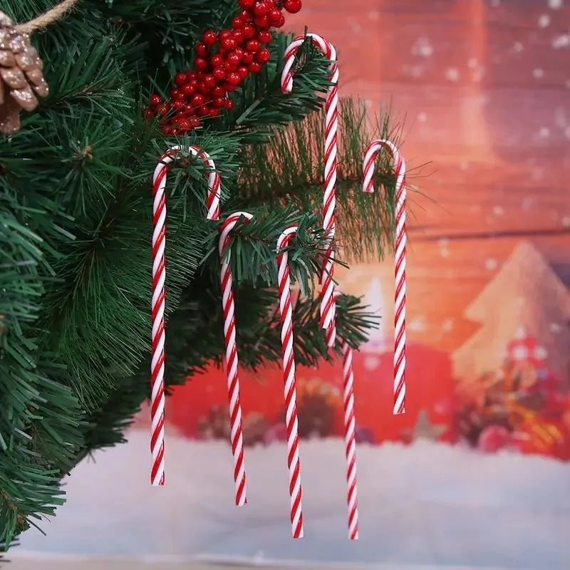 10/20Pcs Christmas Candy Canes Xmas Tree Acrylic Crutch Hanging Pendant Ornaments New Year Party Home Decoration Kids Toy Gifts