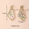 Colorful Dried Flower Earring Unique Epoxy Resin Pressed Flower Earring Women Natural Floral Geometric Boho Earring Wholesale