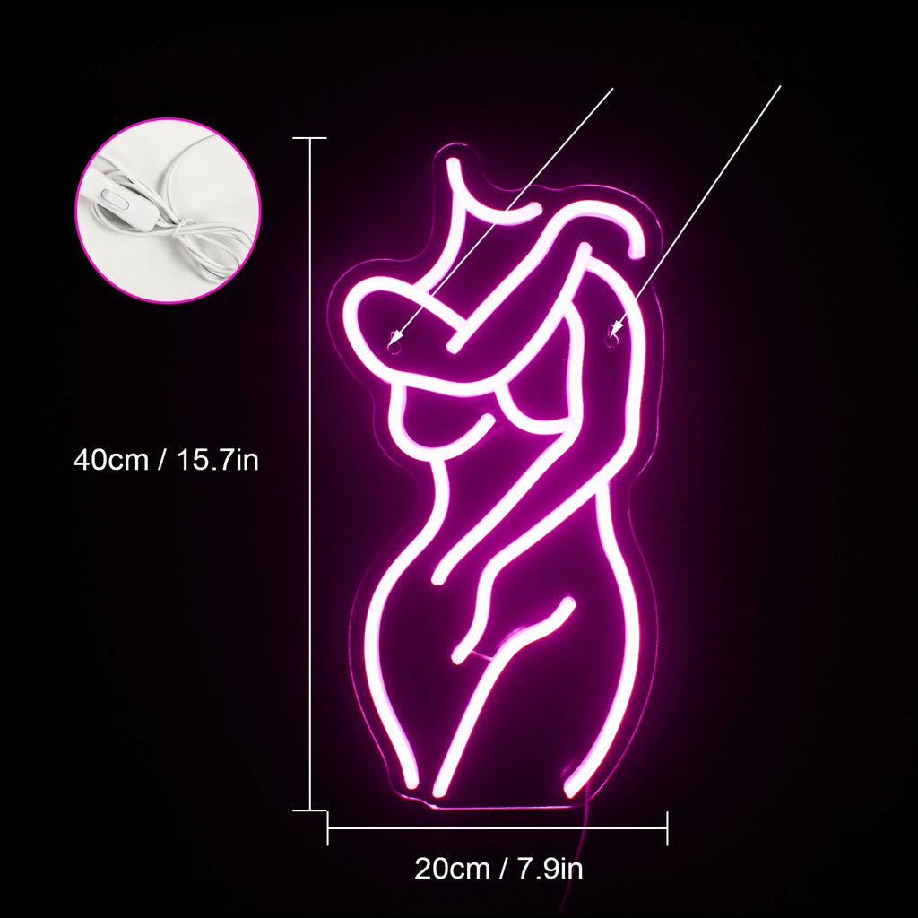 Sexy Lady Neon Sign Woman Body Pink Led Lights USB Powered Wall Light Up Signf For Home Bedroom Party Bar Night Club Room Decor